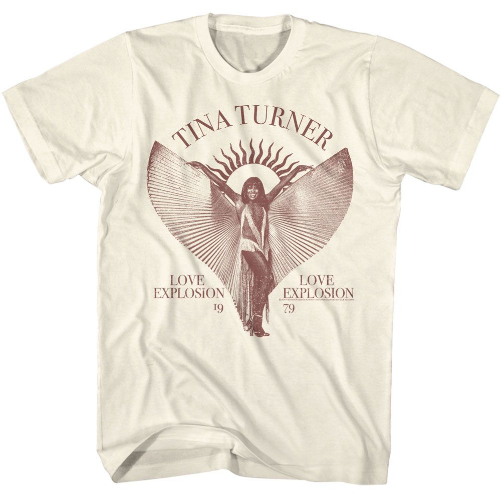 Natural Tina Turner t-shirt featuring a Love Explosion design