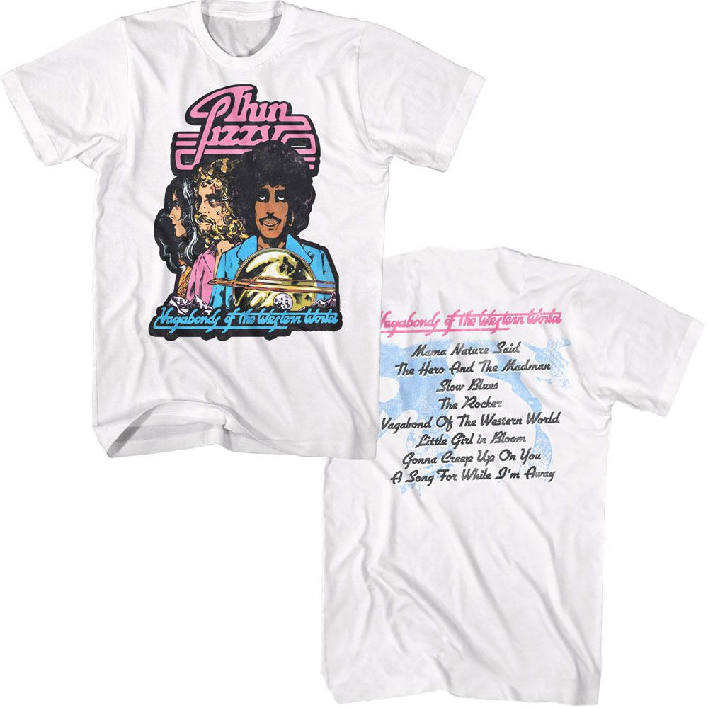 White Thin Lizzy t-shirt featuring a Vagabonds design