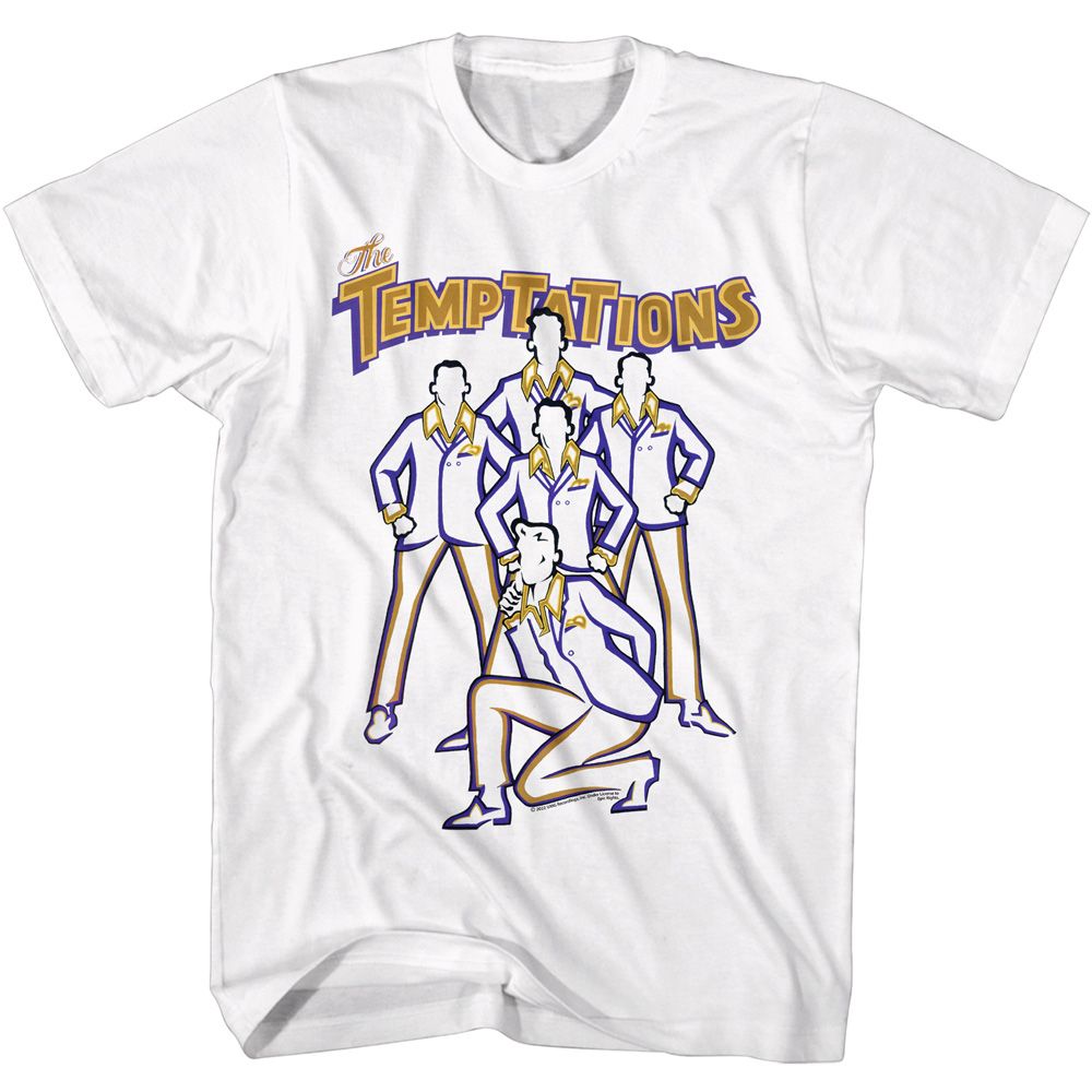 White The Temptations t-shirt featuring a The Temptations line art design