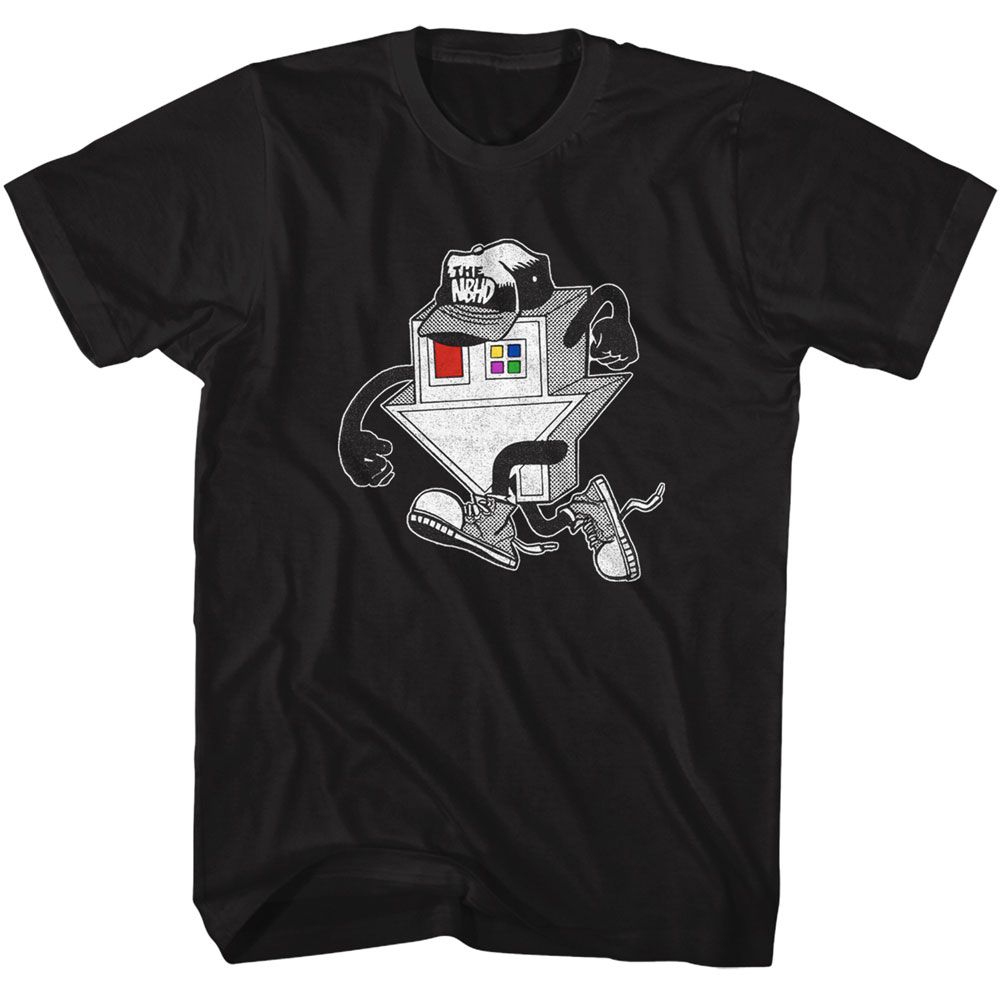 Black The Neighbourhood t-shirt featuring a The Neighbourhood running logo design