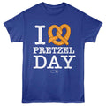 Royal Blue The Office t-shirt featuring an I Heart Pretzel Day design