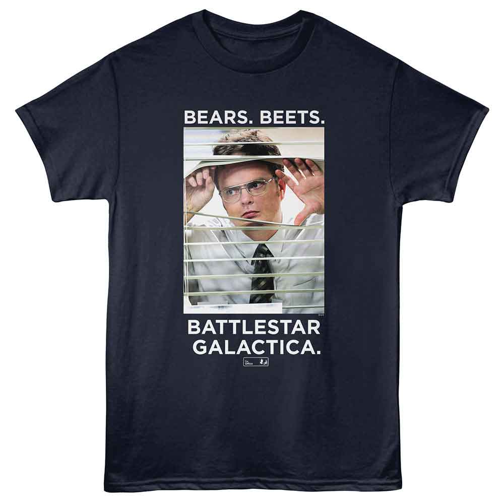 Navy The Office t-shirt featuring a The Office The Office Dwight Bears Beets design