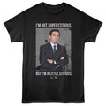 Black The Office t-shirt featuring a The Office The Office a Little Stitious design