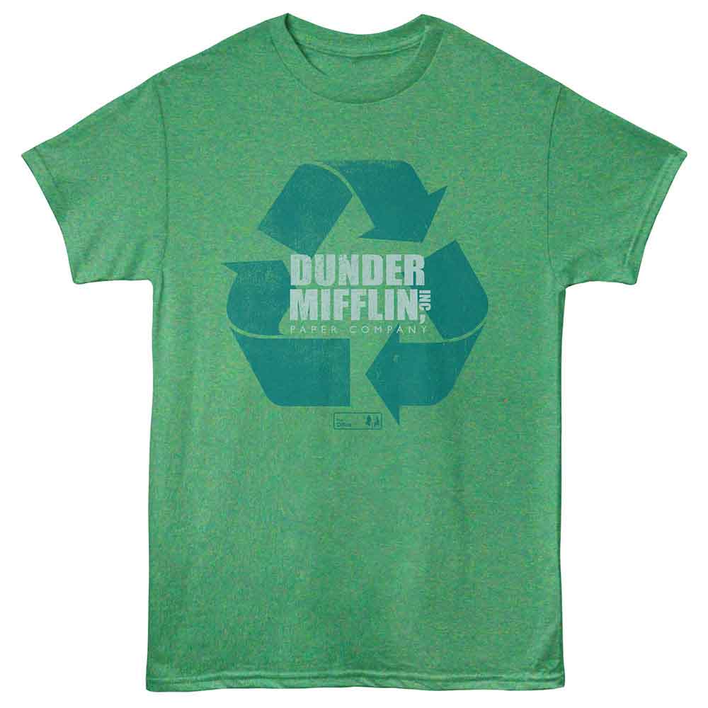 Kelly Heather The Office t-shirt featuring a Dunder Mifflin Recycle design