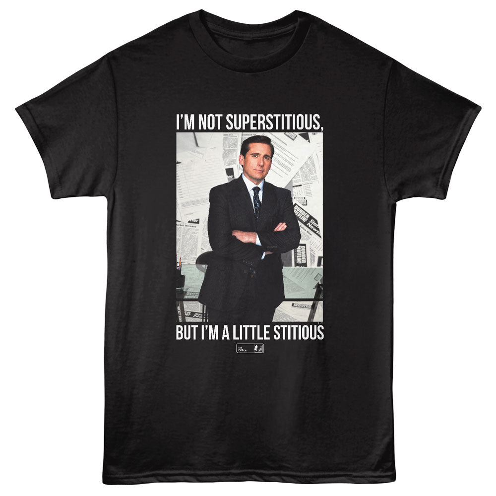 Black The Office t-shirt featuring a The Office The Office Superstitious design