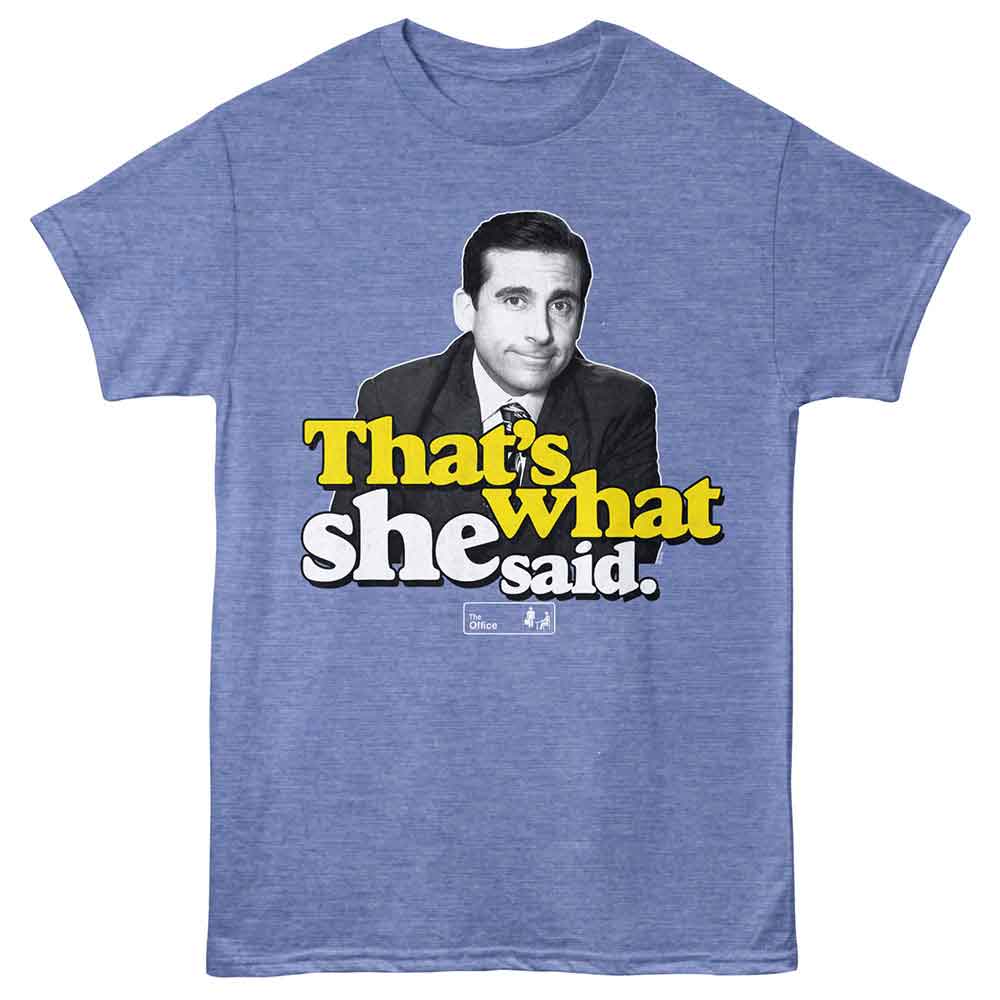 Light Blue Heather The Office t-shirt featuring a The Office The Office She Said Smiling design