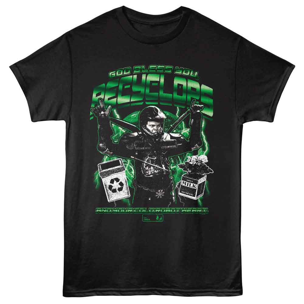 Black The Office t-shirt featuring a Recyclops design