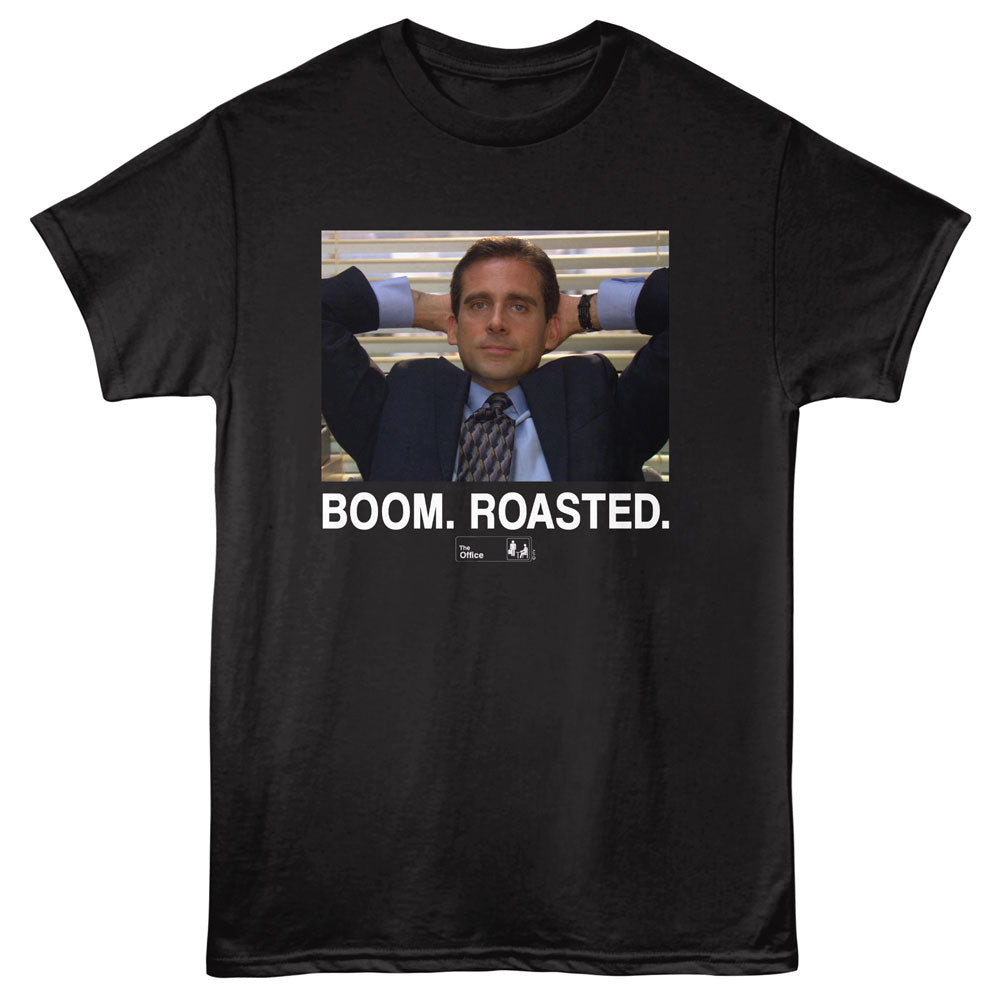 Black The Office t-shirt featuring a The Office The Office Boom Roasted design
