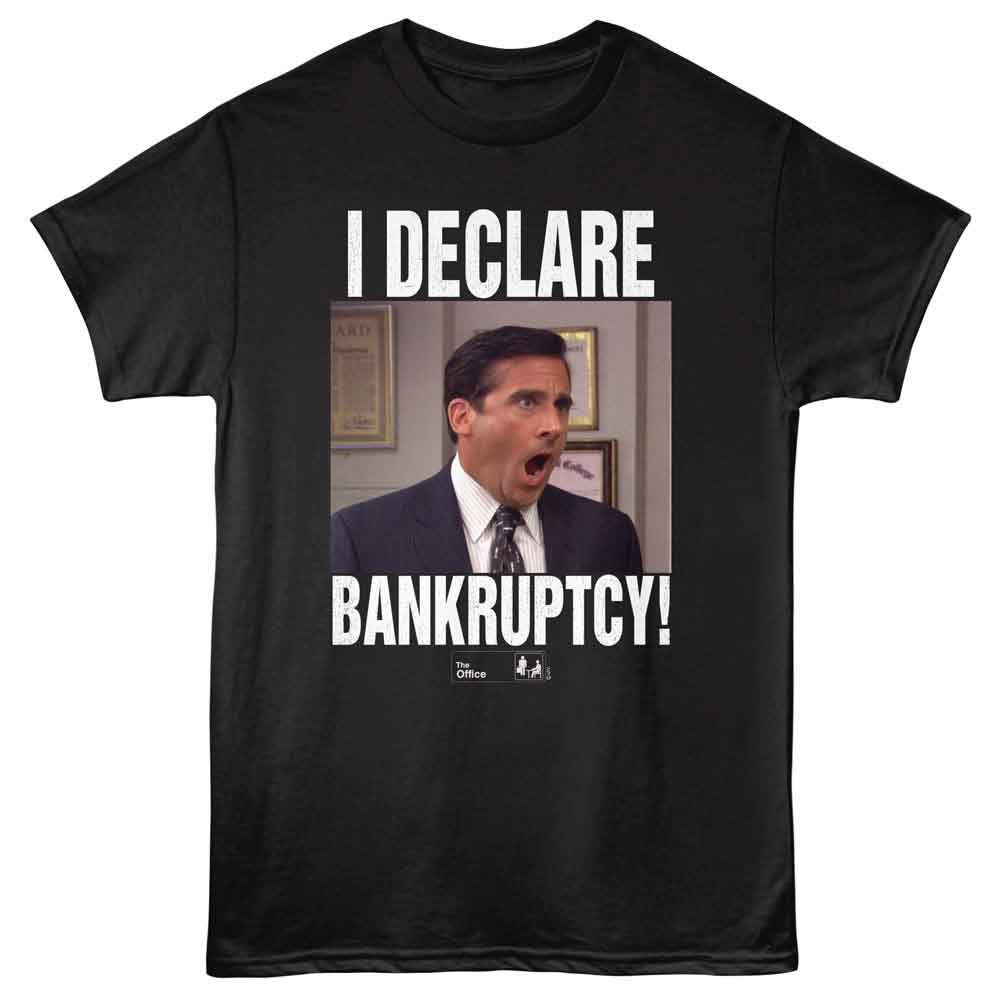 Black The Office t-shirt featuring a The Office The Office I Declare Bankrupcty design