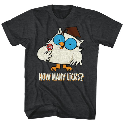 Black Heather Tootsie Pop t-shirt featuring a How Many Licks Black Heather design