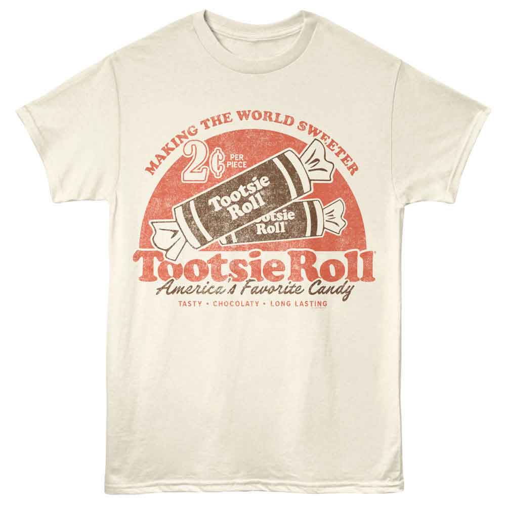Natural Tootsie Roll t-shirt featuring an A Sweeter World design