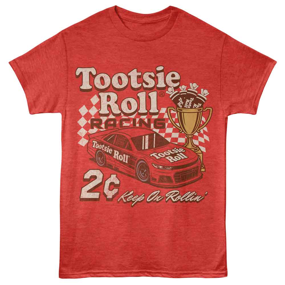 Red Heather Tootsie Roll t-shirt featuring a Racing design