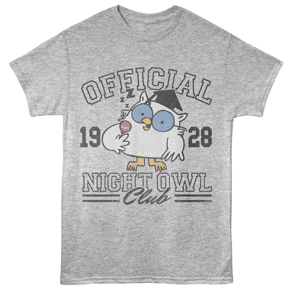 Gray Heather Tootsie Pop t-shirt featuring a Night Owl Club design