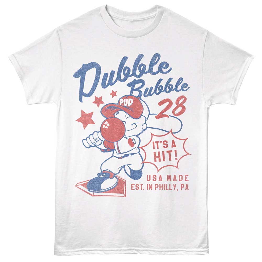 White Dubble Bubble t-shirt featuring an It's a Hit design