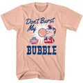 Peach Dubble Bubble t-shirt featuring a Don't Burst My Bubble Peach design