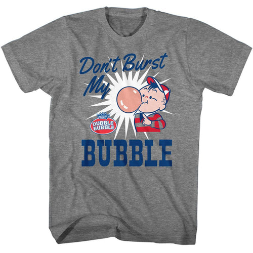 Graphite Heather Dubble Bubble t-shirt featuring a Don't Burst My Bubble Graphite Heather design