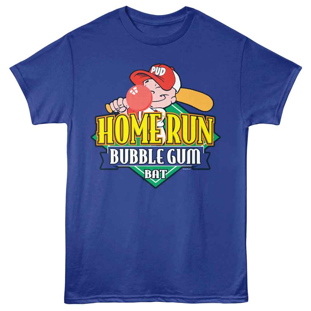 Royal Blue Dubble Bubble t-shirt featuring a Home Run Pud Royal Blue design