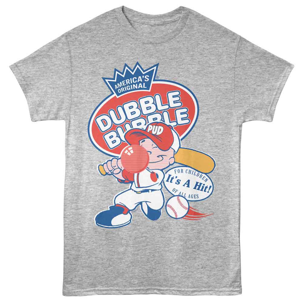 Gray Heather Dubble Bubble t-shirt featuring a Pud Baseball Gray Heather design
