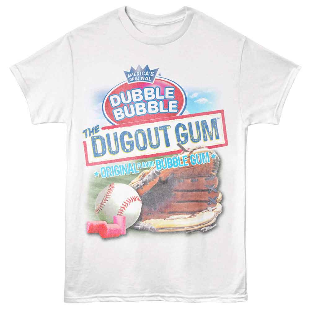 White Dubble Bubble t-shirt featuring a The Dugout Gum design