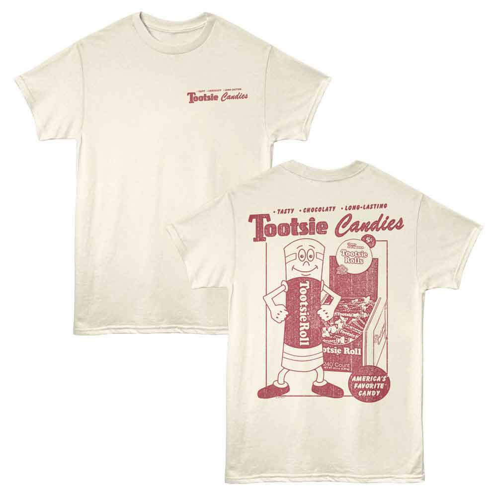Natural Tootsie Roll t-shirt featuring a Candies design