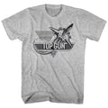 Gray Heather Top Gun t-shirt featuring a Black Logo design