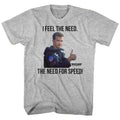 Gray Heather Top Gun t-shirt featuring a Feel the Need design