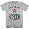 Gray Heather Top Gun t-shirt featuring a Needing Speed design