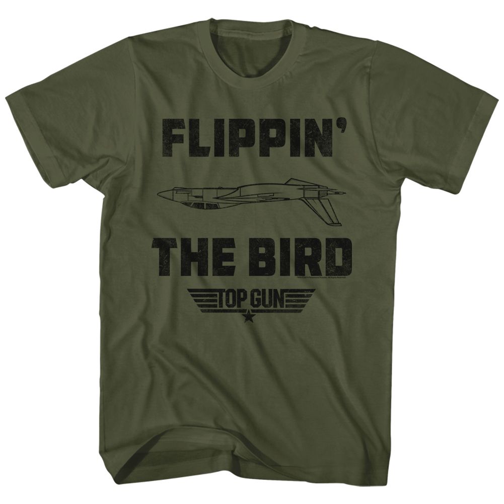 Military Green Top Gun t-shirt featuring a Da Bird Military Green 507 design