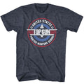 Navy Heather Top Gun t-shirt featuring a Weapons School design