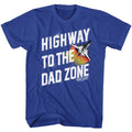 Royal Blue Top Gun t-shirt featuring a Highway to the Dad Zone design