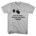 Gray Heather Top Gun t-shirt featuring a Speed Need design