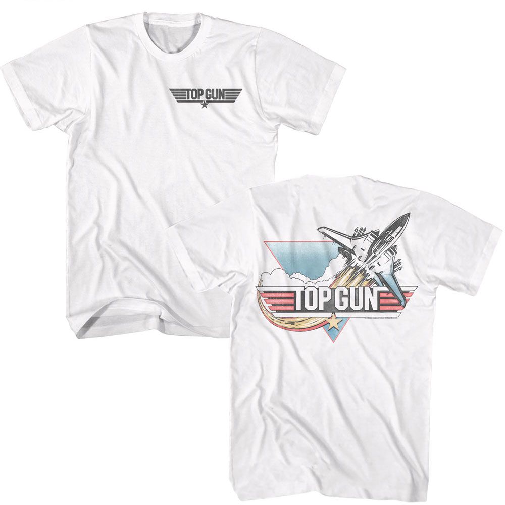 White Top Gun t-shirt featuring a Vintage Jet design