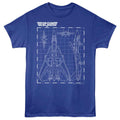 Royal Blue Top Gun t-shirt featuring a Schematics design