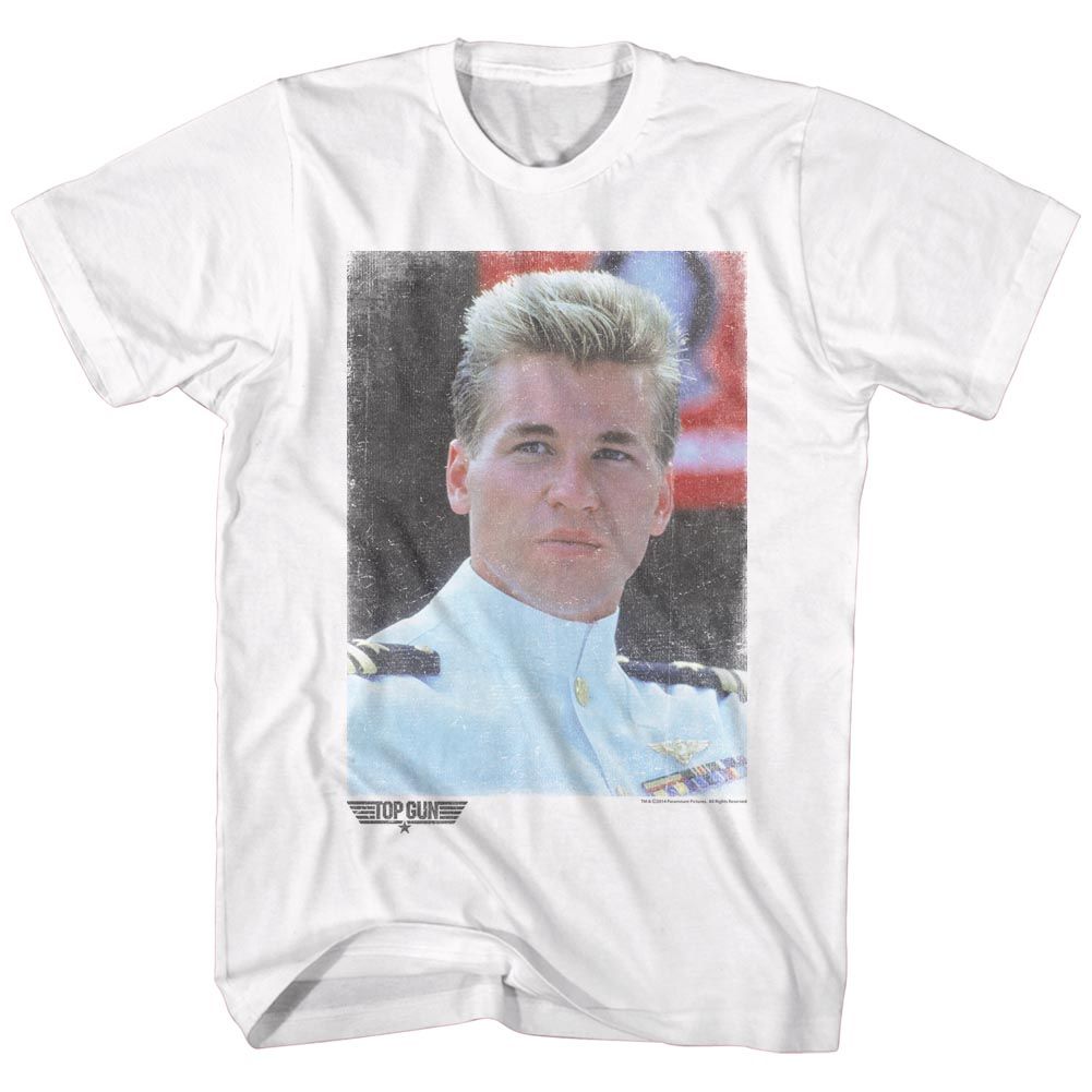 White Top Gun t-shirt featuring an Iceman Fade design