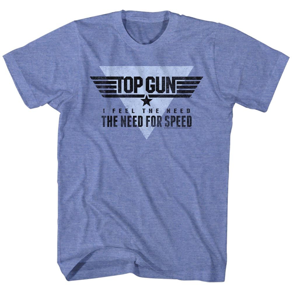 Light Blue Heather Top Gun t-shirt featuring a Speed Yeah design