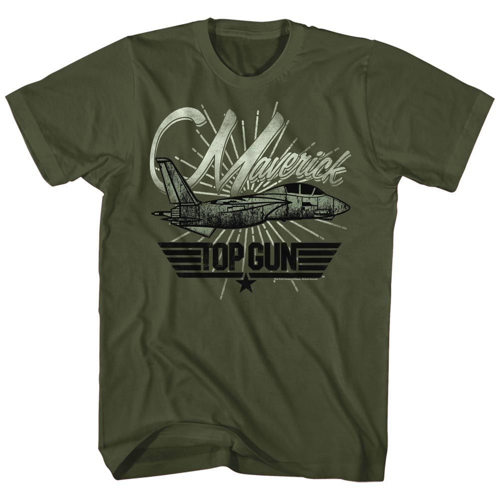 Military Green Top Gun t-shirt featuring a Retro design