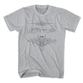 Gray Heather Top Gun t-shirt featuring a Technicolor design