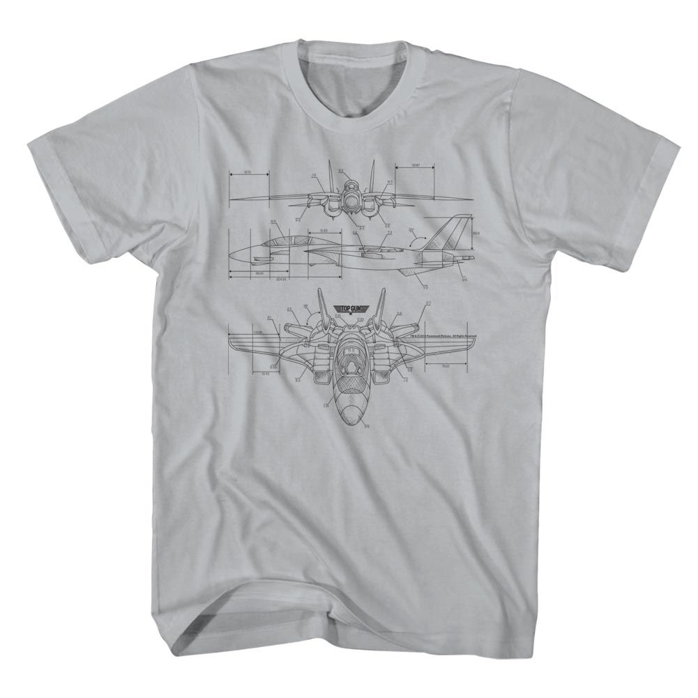 Gray Heather Top Gun t-shirt featuring a Technicolor design