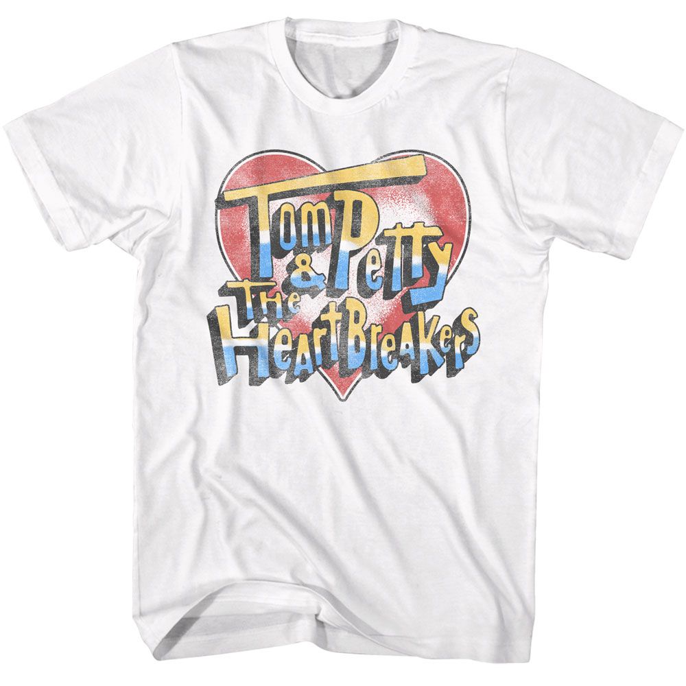 White Tom Petty t-shirt featuring a Heart and Logo design