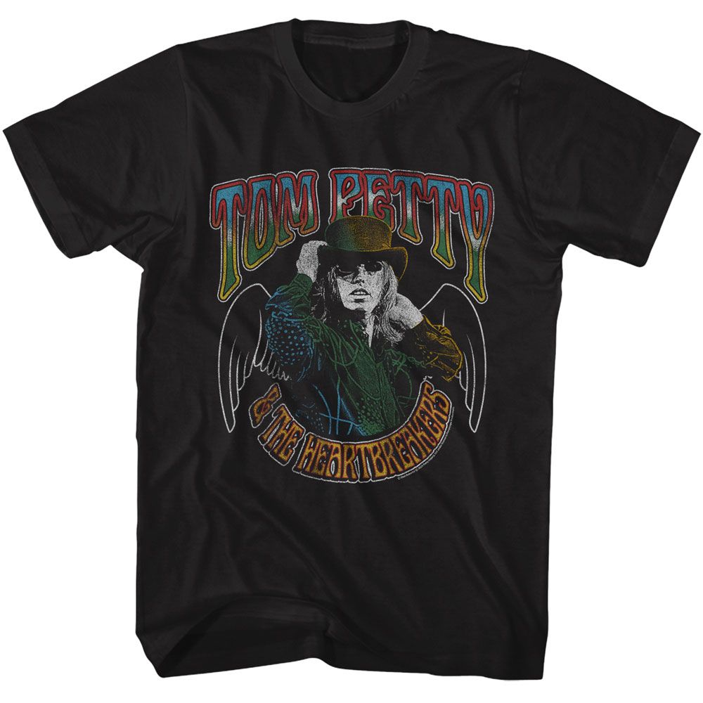 Black Tom Petty t-shirt featuring a Tom Petty with Wings design
