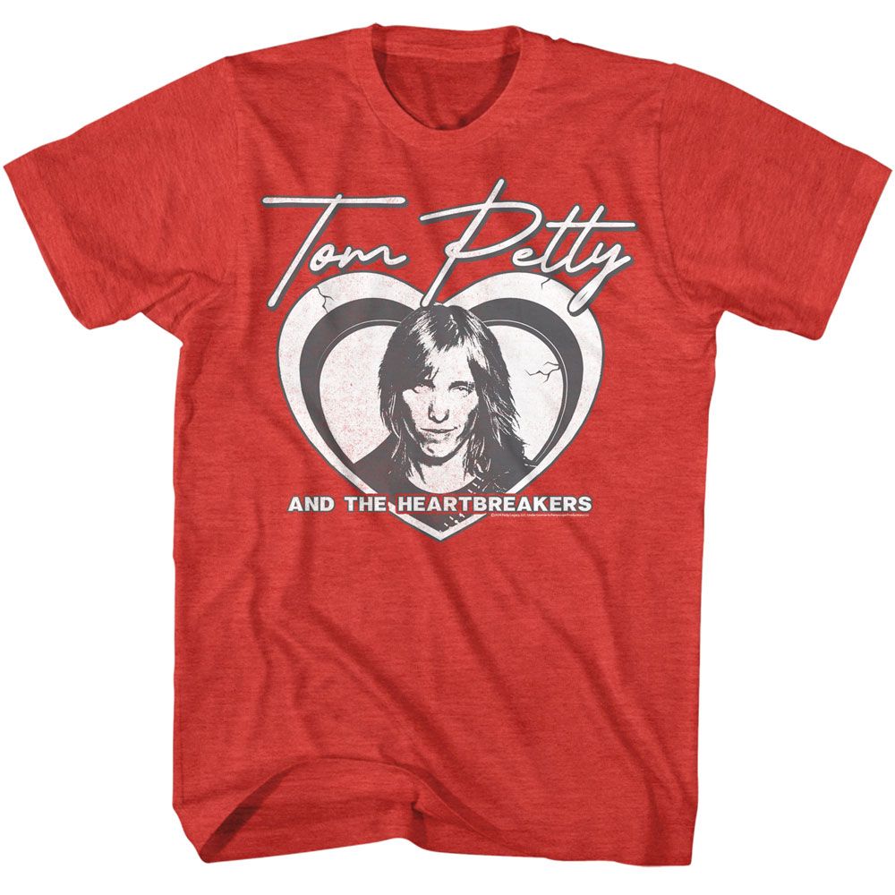 Red Heather Tom Petty t-shirt featuring a Layered Heart design