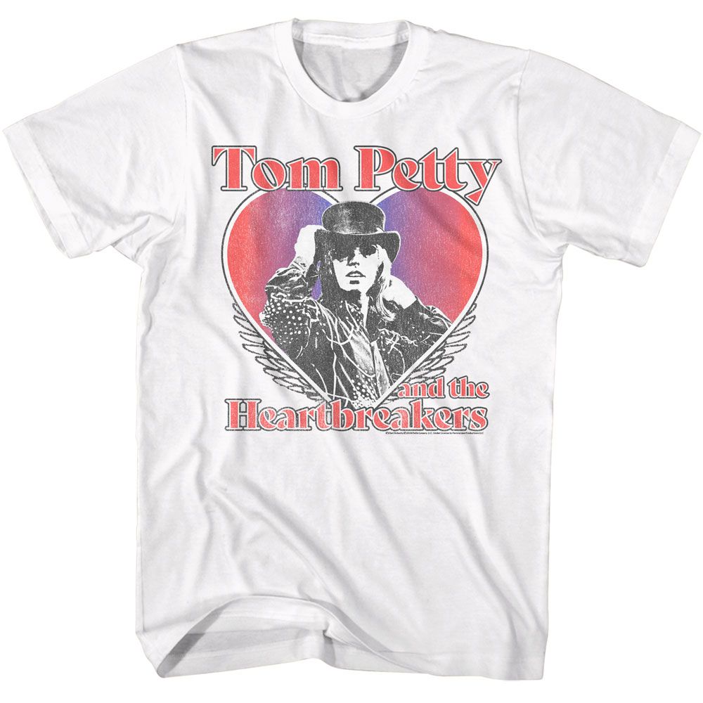 White Tom Petty t-shirt featuring a Heart Hat design