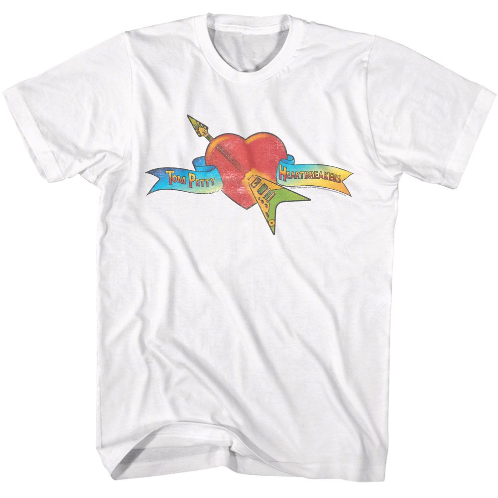 White Tom Petty t-shirt featuring a Heart Logo design