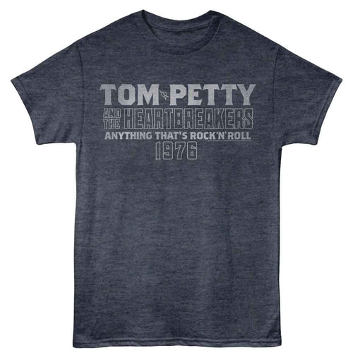Navy Heather Tom Petty t-shirt featuring a Tom Petty Stacked Text design