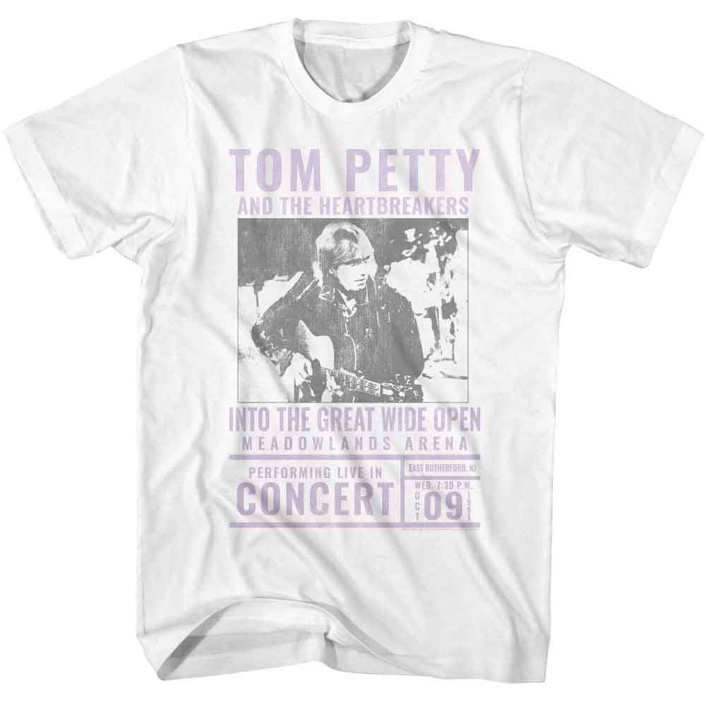 White Tom Petty t-shirt featuring an Into the Great Wide Open design