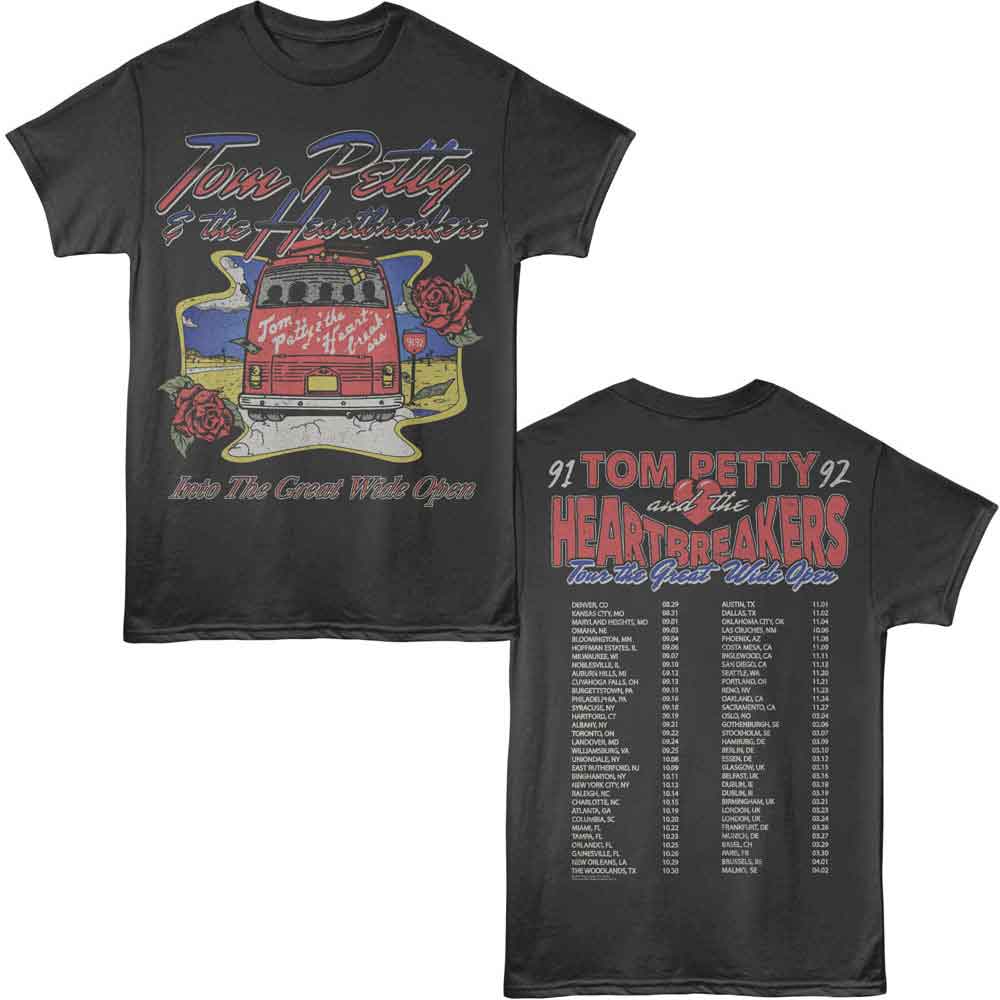 Smoke Gray Tom Petty t-shirt featuring a Great Wide Open Tour F&B design