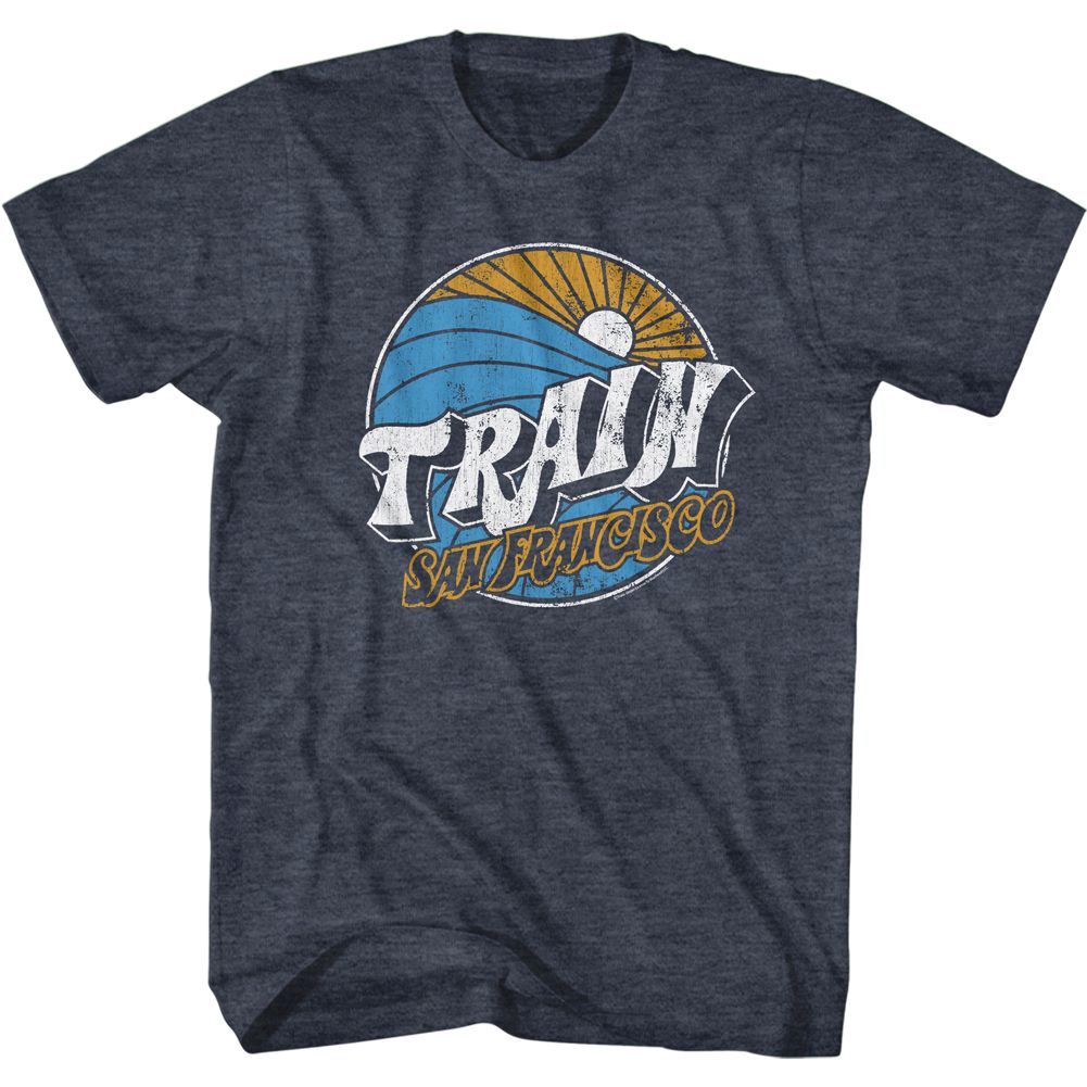 Navy Heather Train t-shirt featuring a San Francisco design