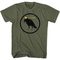 Military Green Train t-shirt featuring a Crow and Crown design
