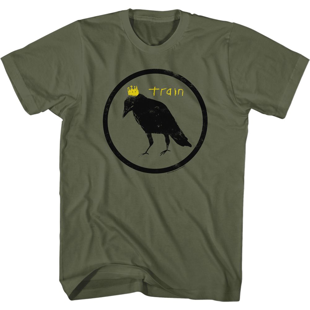 Military Green Train t-shirt featuring a Crow and Crown design