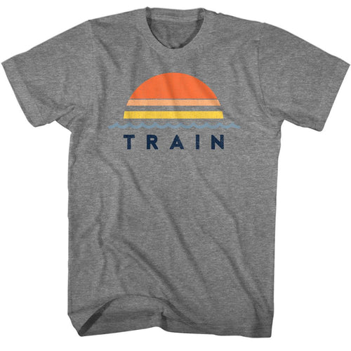 Graphite Heather Train t-shirt featuring a Sunset design